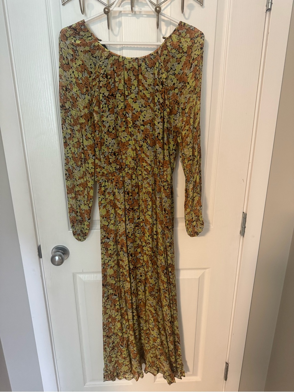 Floral Little Moon Long-Sleeve Midi Dress (Size Small)